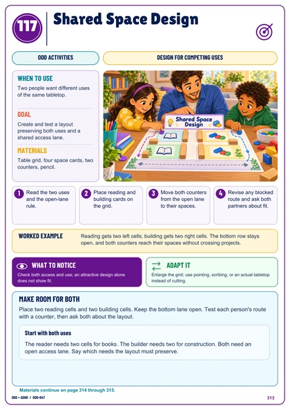Actual Shared Space Design illustrated activity page
